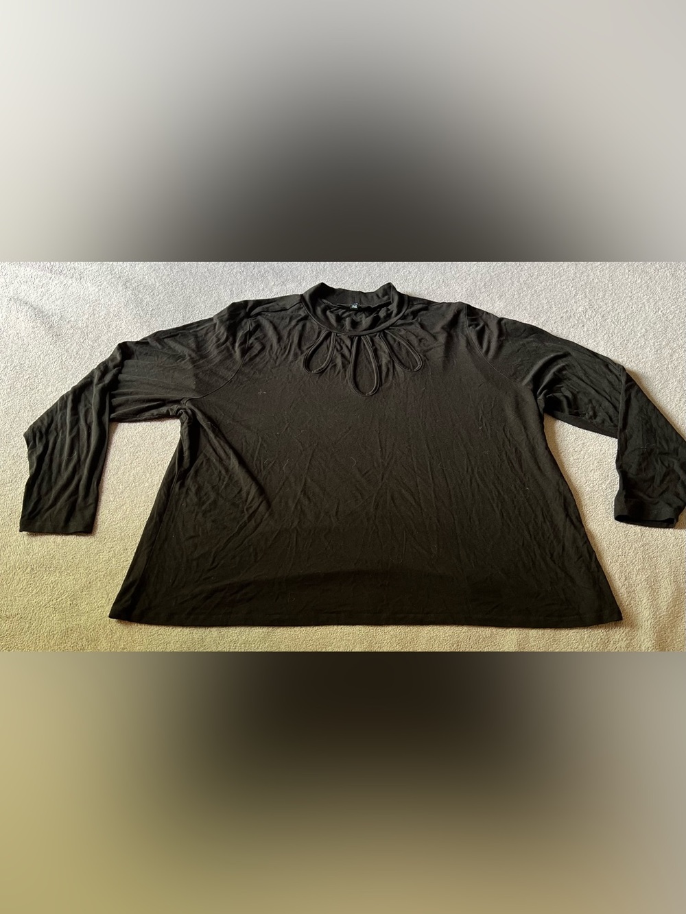 Eloquii Black Mock Neck Top with Keyhole Detail